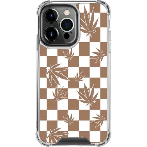 Marijuana Brown Checkered iPhone 16 Pro Clear Case